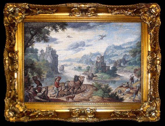 framed  Hans Bol Landscape with the Fall of Icarus, ta009-2